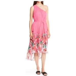 TED BAKER One Shoulder Pleated Dress
